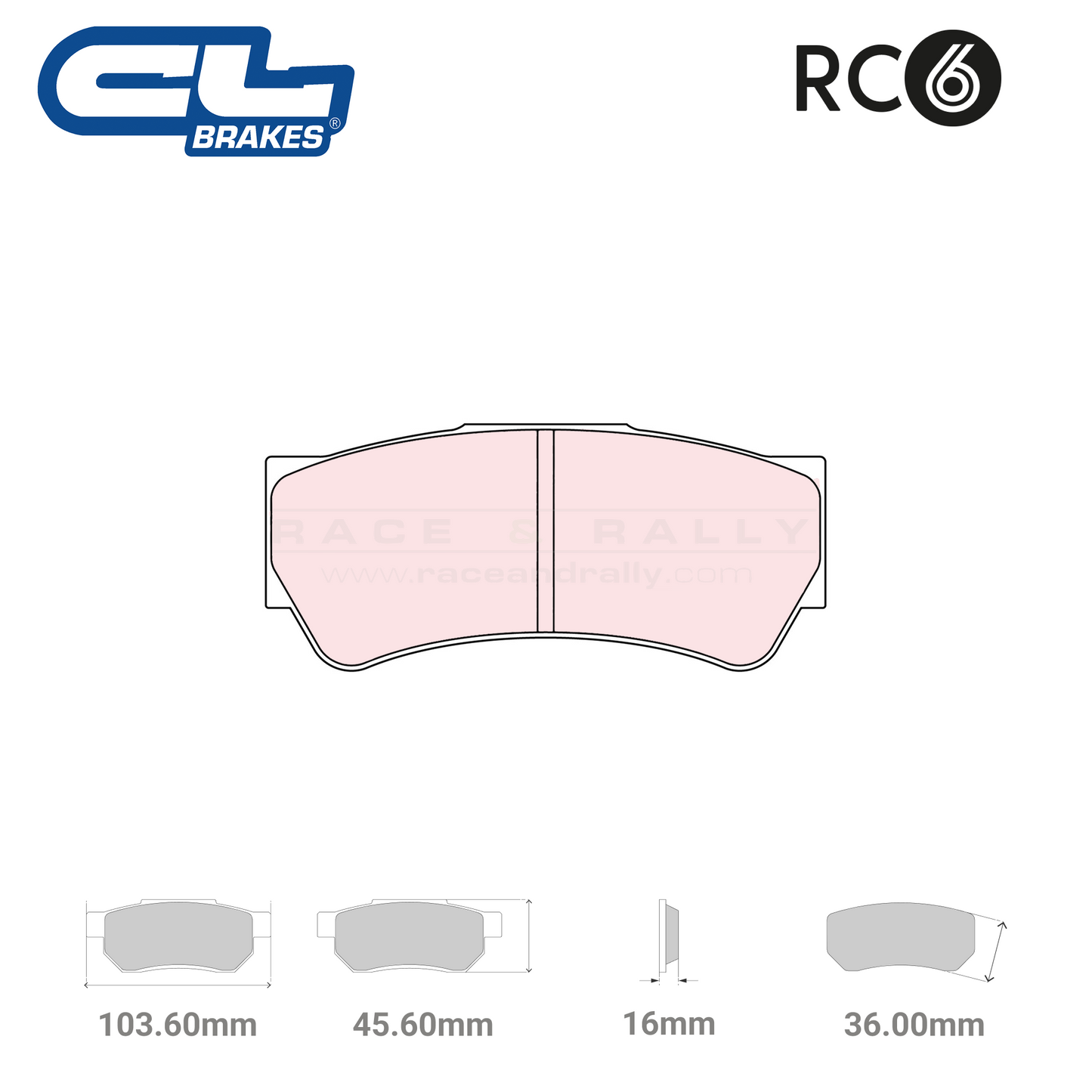 5059 W36 T16 - RC6 Brake Pads - Race and Rally