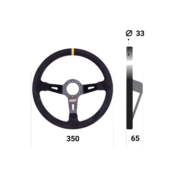 Atech 350mm 65mm Dish Suede Steering Wheel - ATVO0103