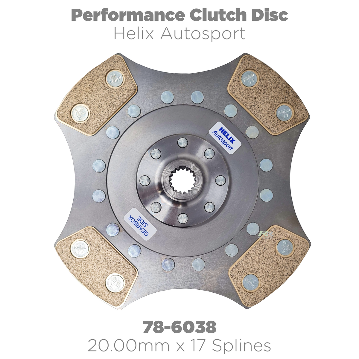 Helix Autosport 78-Series riveted cerametallic rigid clutch disc, model 78-6038
