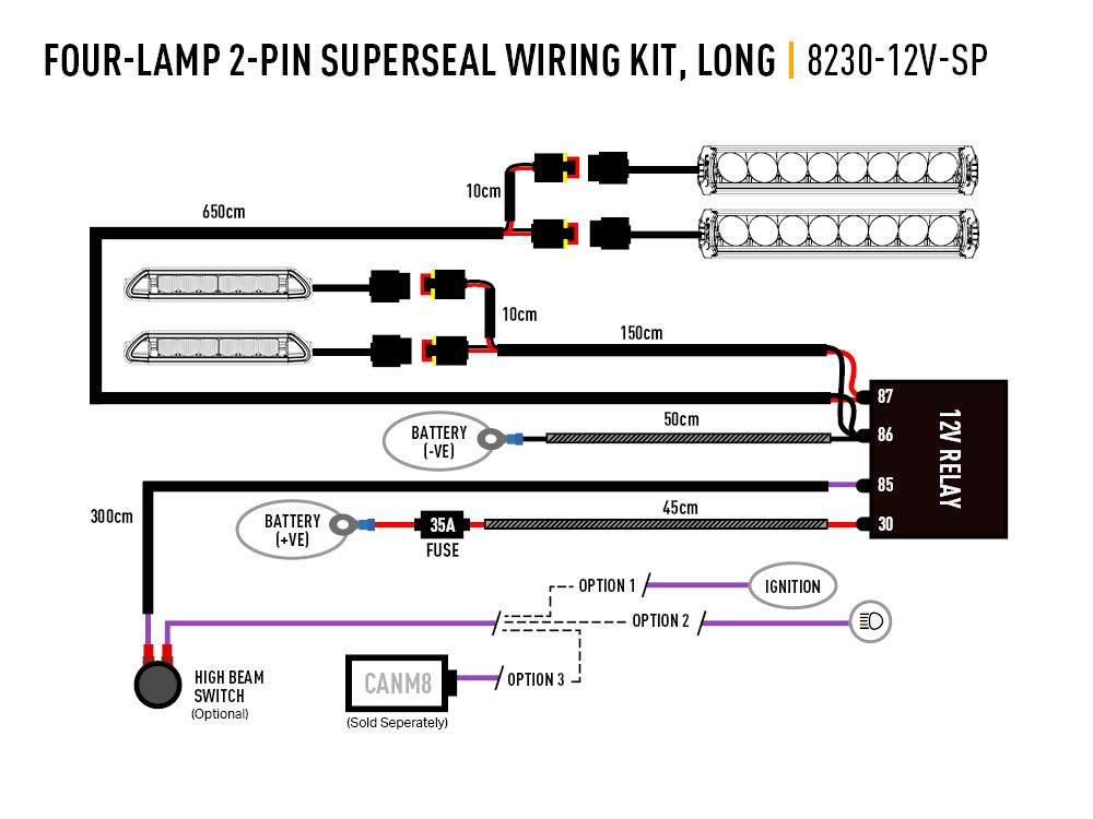 Four Lamp Pickup harness kit with splice, 8230-12V-SP - Wiring Diagram