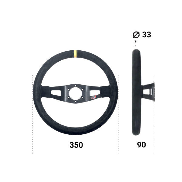 Atech Ø350mm 90mm Dish Steering Wheel - 2 Spoke - Race and Rally