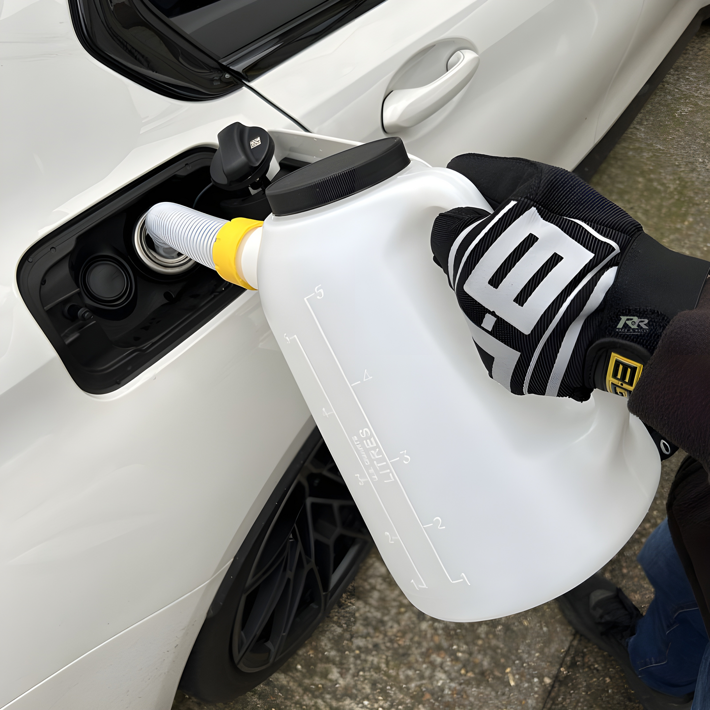 Plastic 2 Litre Fluid Measuring Jug with Cap and Spout - Race and Rally