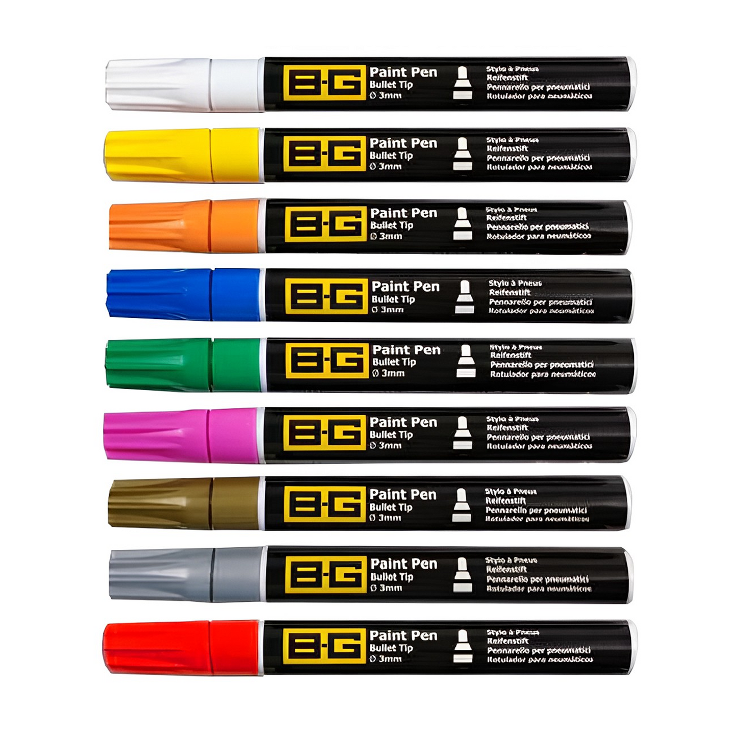 Paint Pen Set - Bullet Tip Ø3mm - 6ml - Pack of 9 Colours - Race and Rally