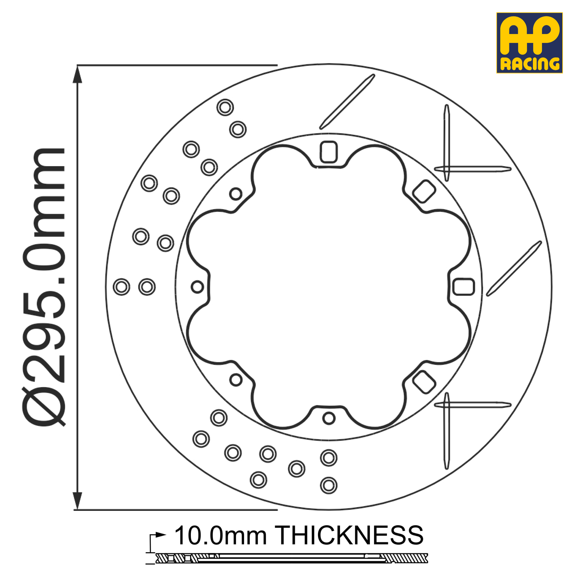 Ø295mm x 10.0mm Solid Brake Disc - 8 x 176.8mm PCD - Race and Rally