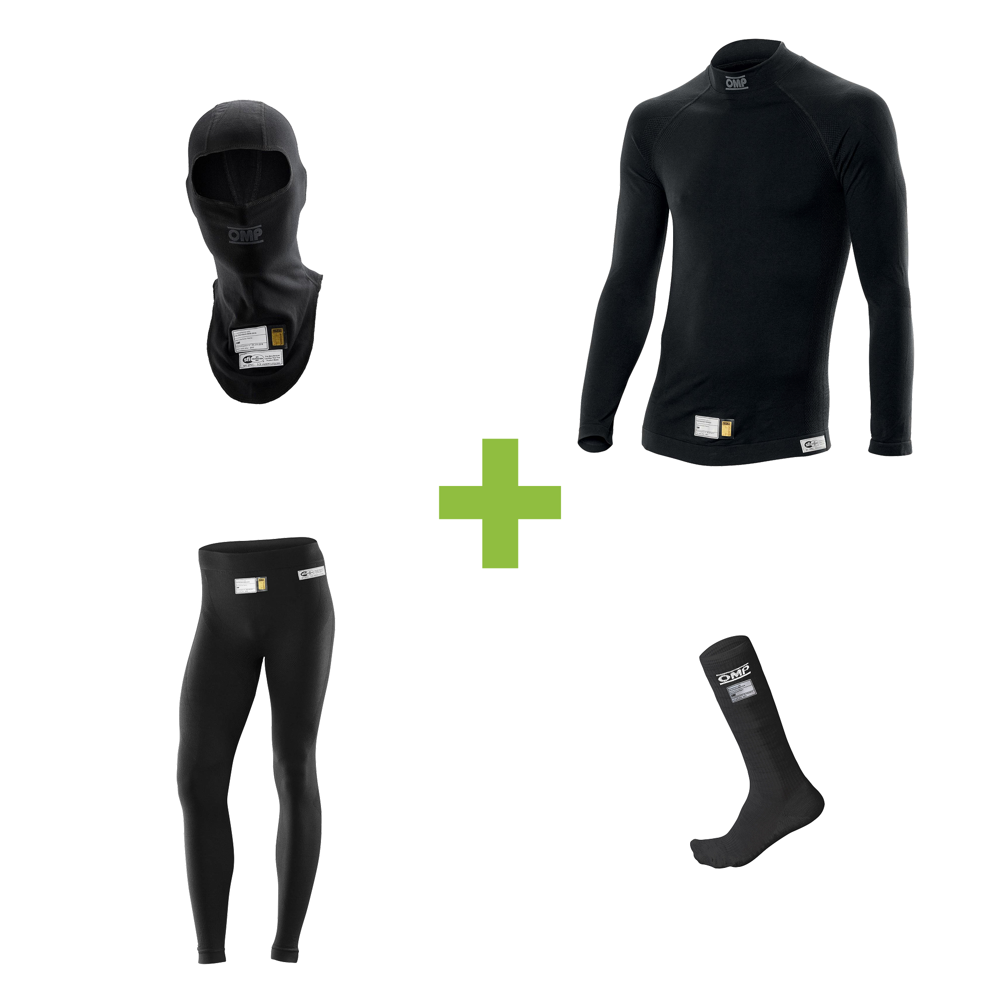 OMP One Evo Underwear Bundle - Black - Race and Rally