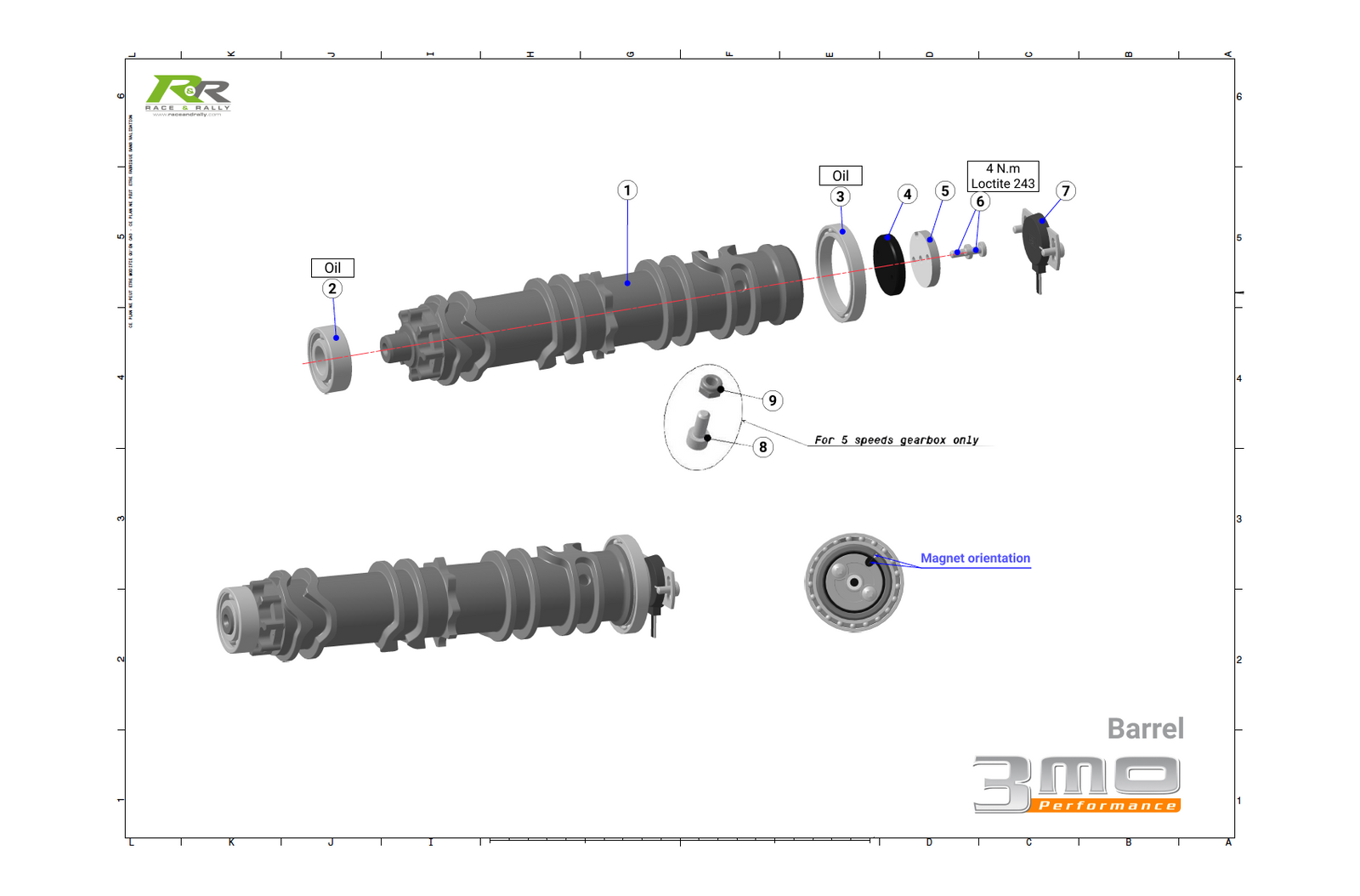 Barrel (TXL Gearbox Parts) - Race and Rally