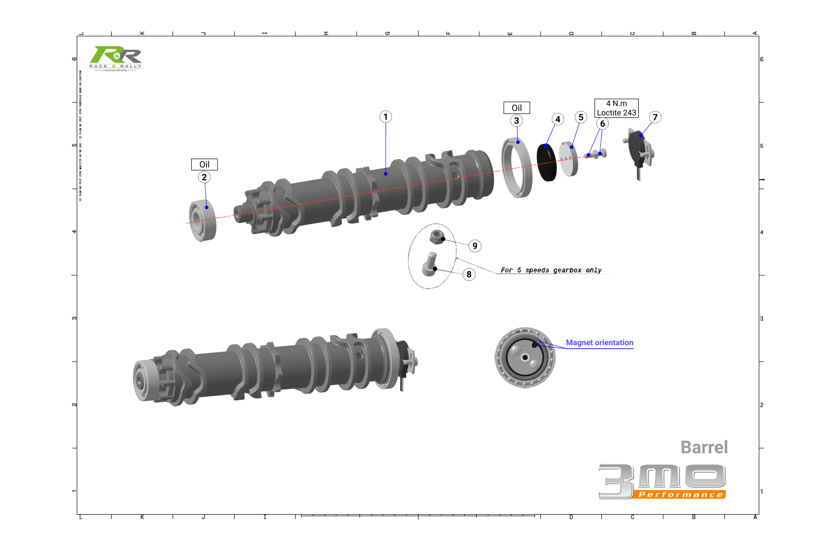 Barrel (TXL Gearbox Parts) - Race and Rally