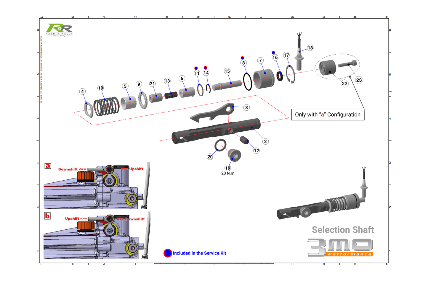 Selection Shaft (TXL Gearbox Parts) - Race and Rally