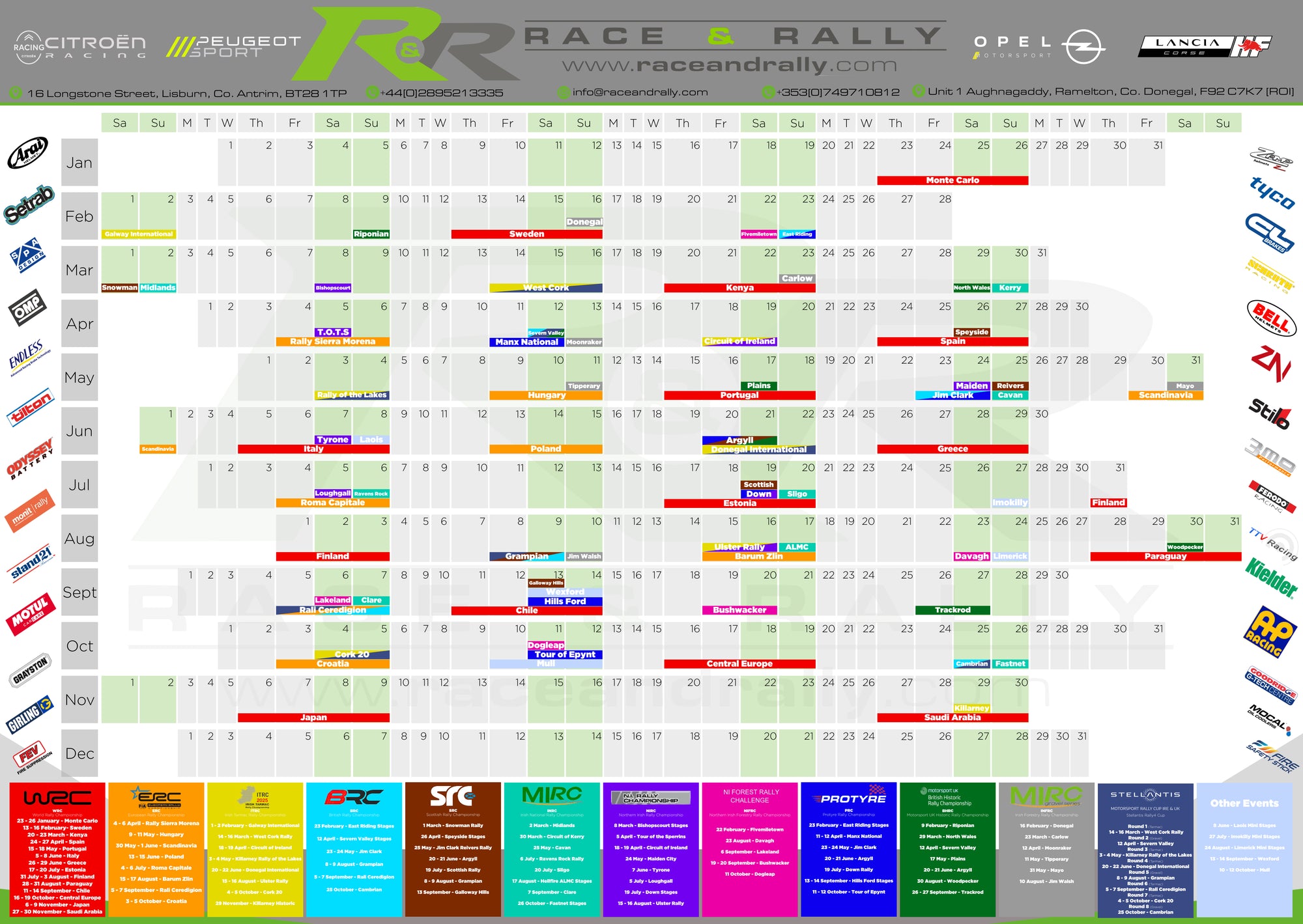 Race and Rally 2025 Wall Planner - Race and Rally