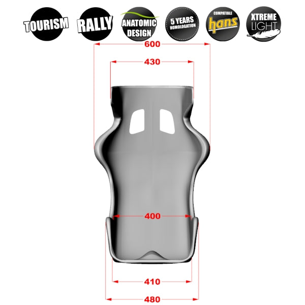 Atech Performance SHP Racing Seat - Dimensions 1