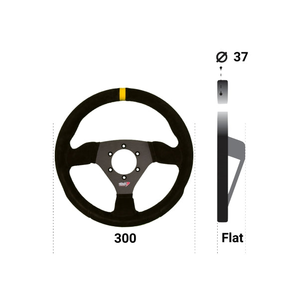 Atech 300mm Flat Suede Steering Wheel - ATVO0099