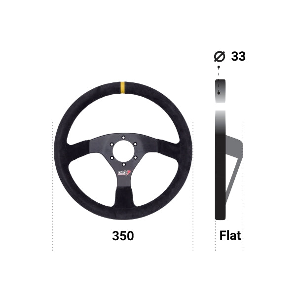 Atech 350mm Flat Suede Steering Wheel - ATVO0101