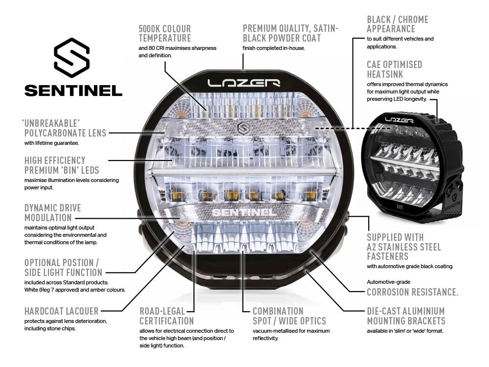 Sentinel 9" 'Slim' Mount - Chrome - Race and Rally