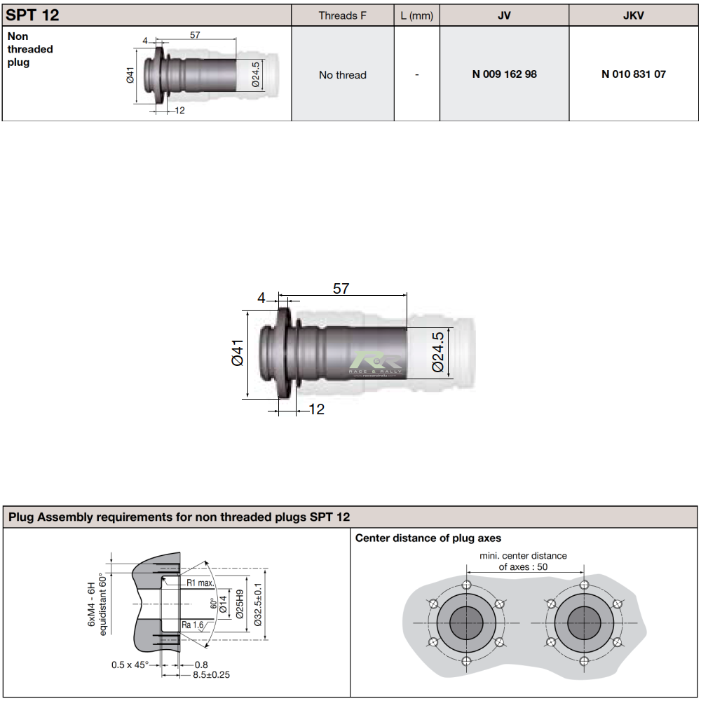 SPT 12 Non Threaded Plug Dimensions