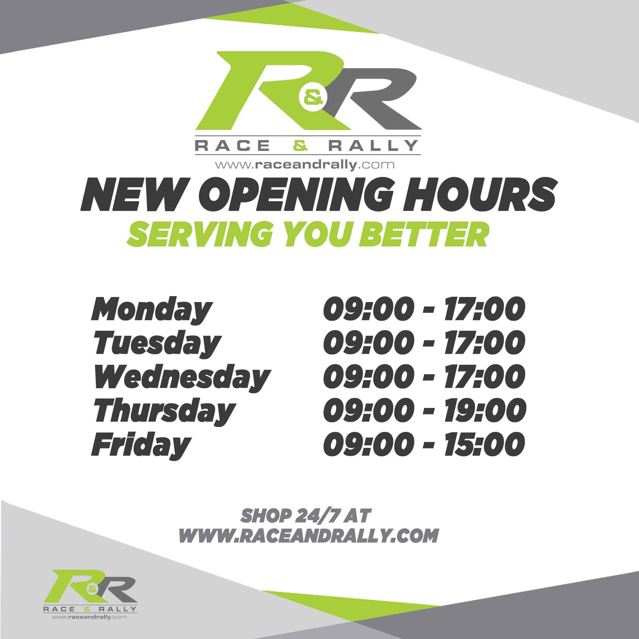 New opening hours | Race and Rally
