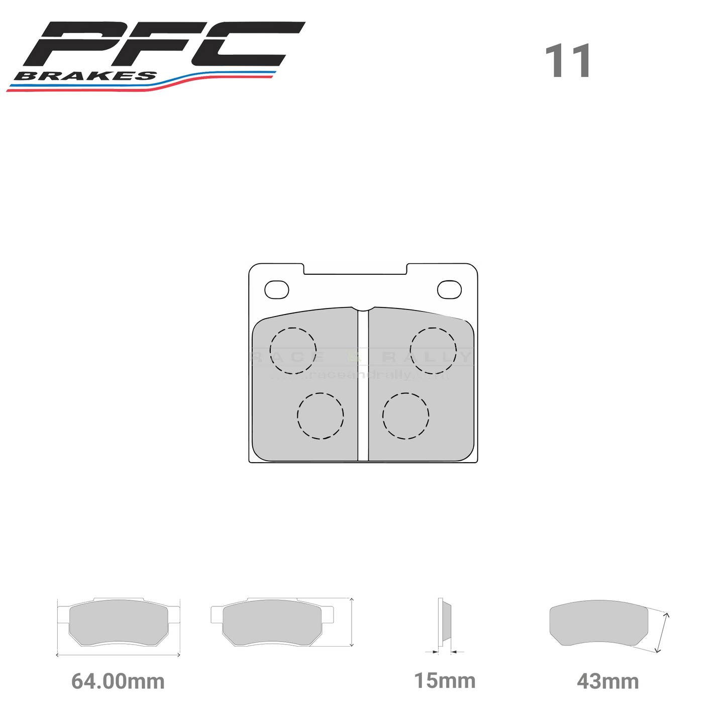 0044 - 15mm - 11 Compound Brake Pad