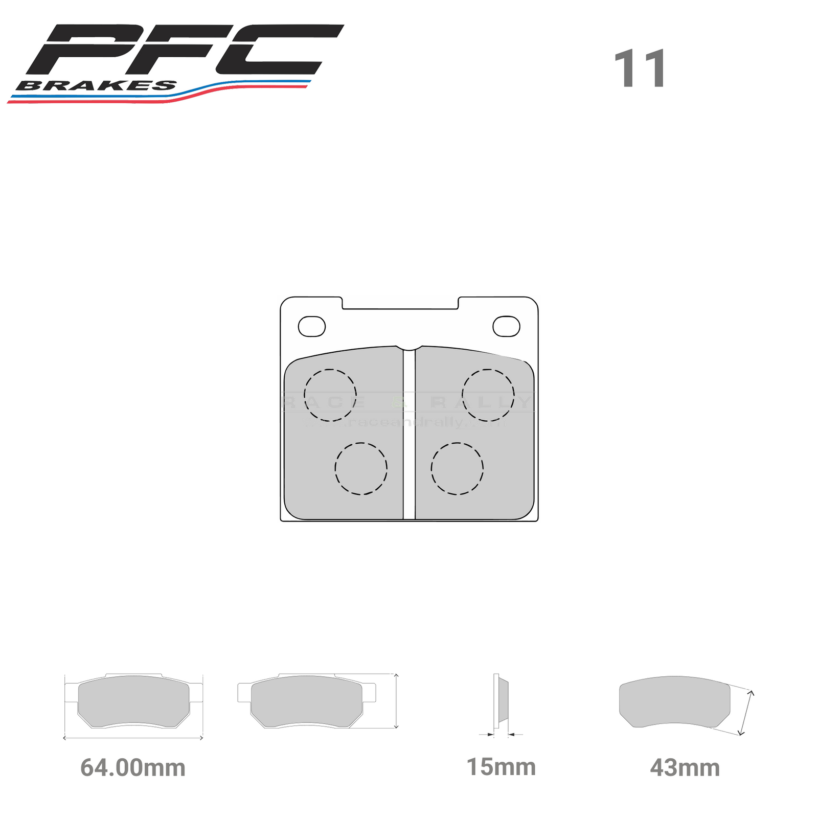 0044 - 15mm - 11 Compound Brake Pad