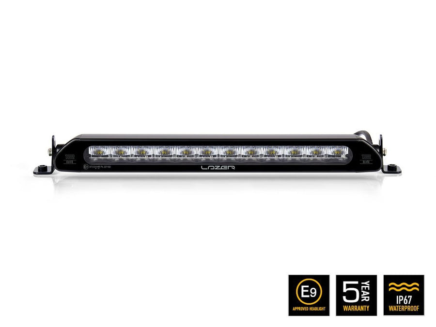 Lazer Lamps Linear-12 Elite linear LED light showing front view with sleek design and bright illumination.
