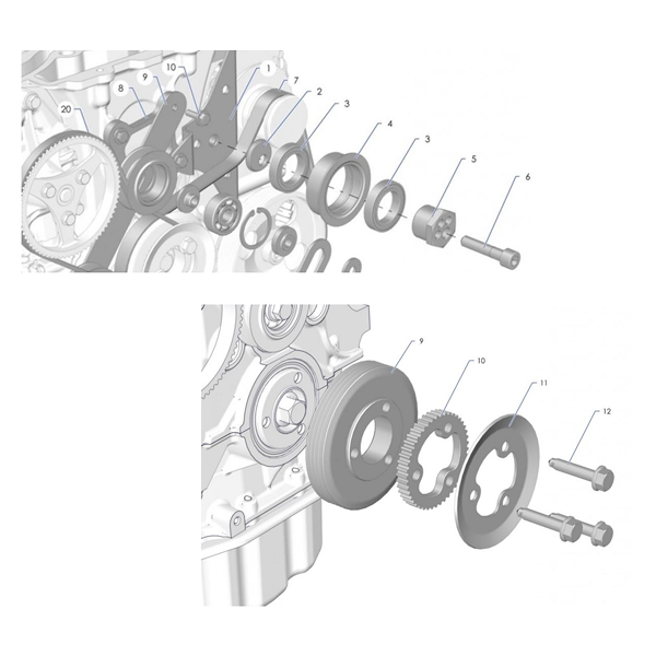 1405-Fan/water pump belts and Oil filter housing 
