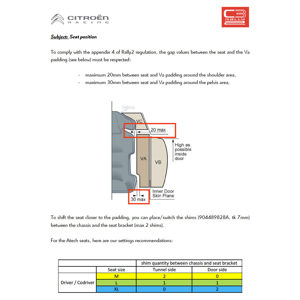 2116 - Seat position