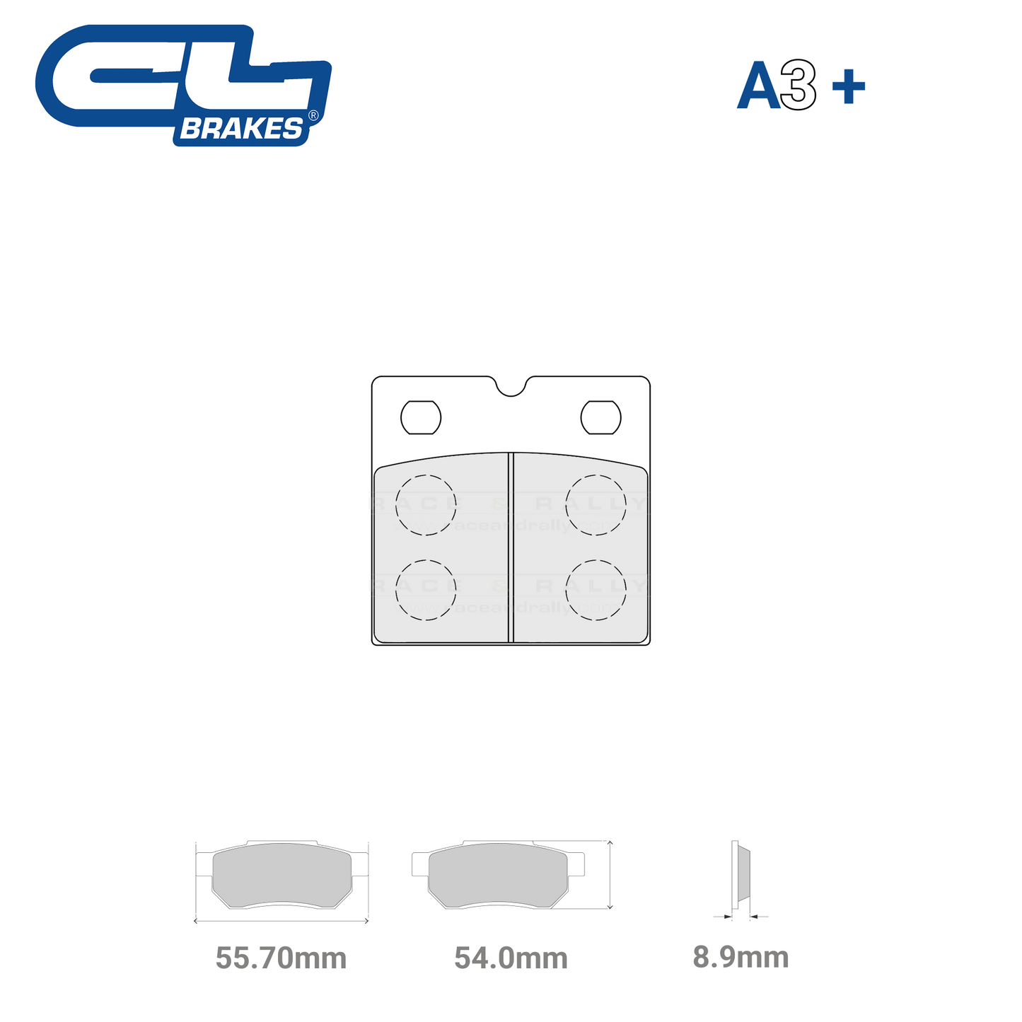 2332 - A3+ Brake Pad - Race and Rally