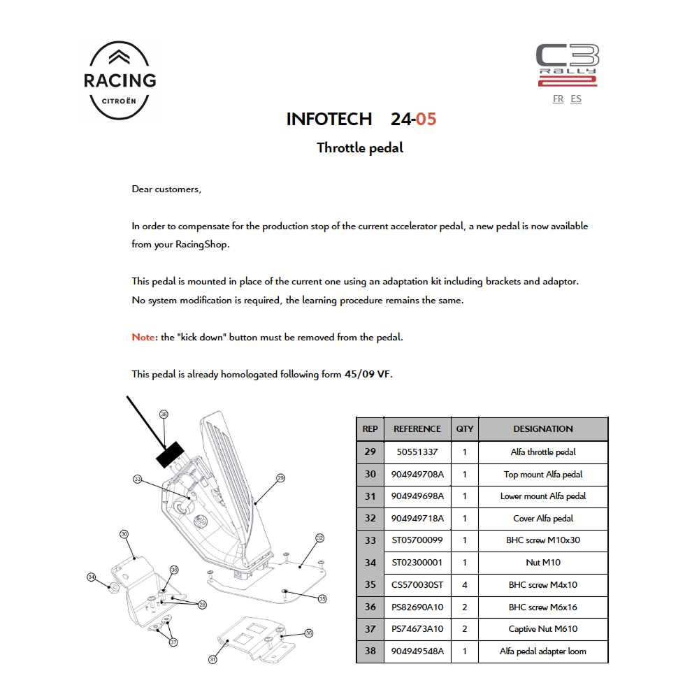2405 - Throttle Pedal New Model