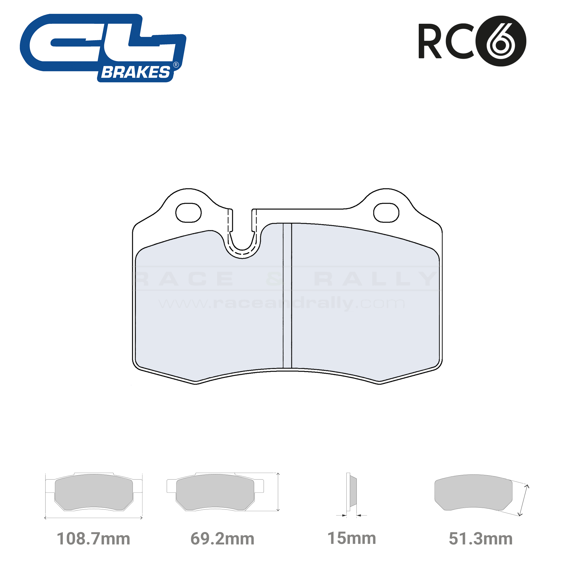 4022 T15 - RC6 Brake Pads - Race and Rally