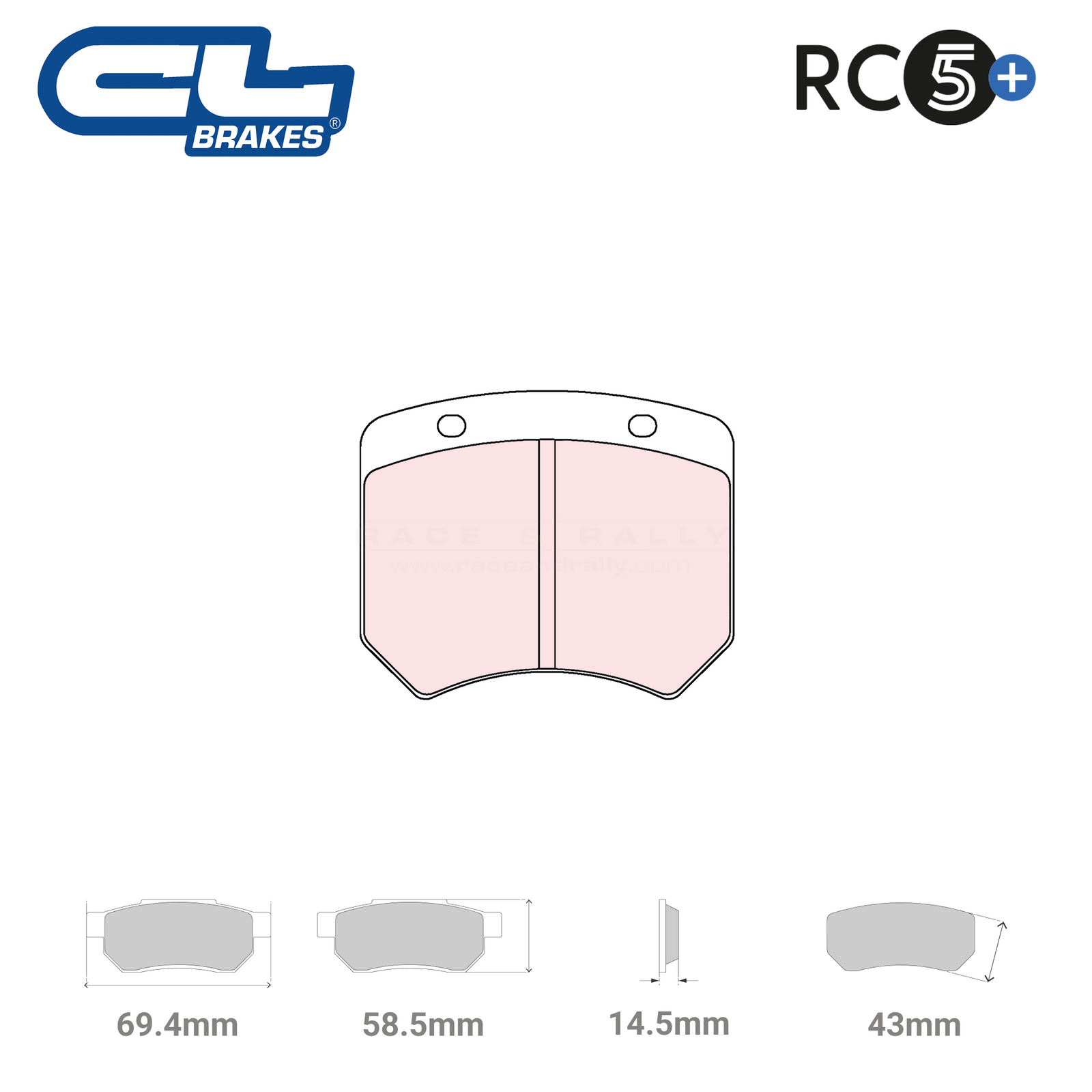5001 W43 T14 - RC5+ Brake Pads - Race and Rally