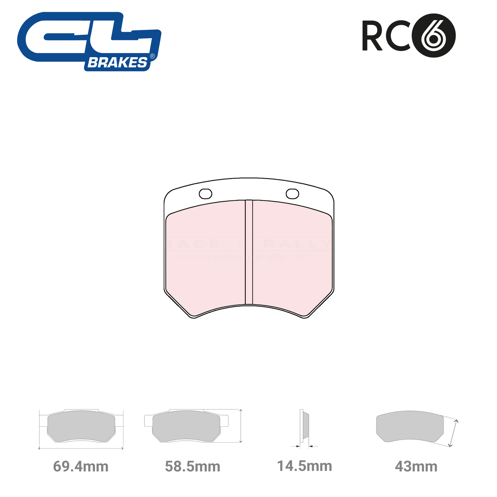 5001 W43 T14 - RC6 Brake Pads - Race and Rally