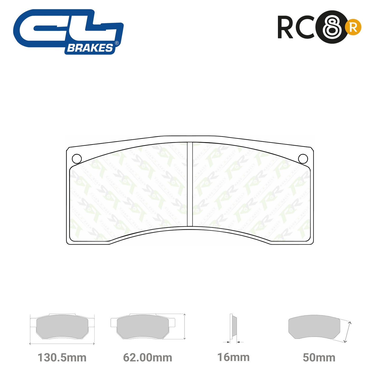 5005 W50 T16 - RC8-R Brake Pads - Race and Rally