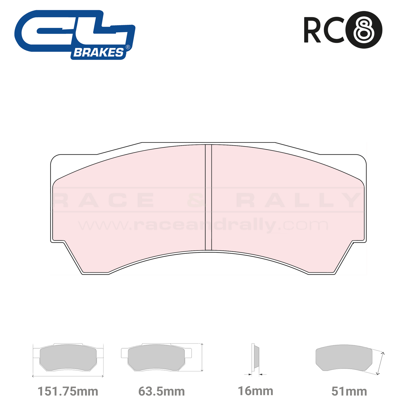 5055 W51 T16 - RC8 Brake Pads