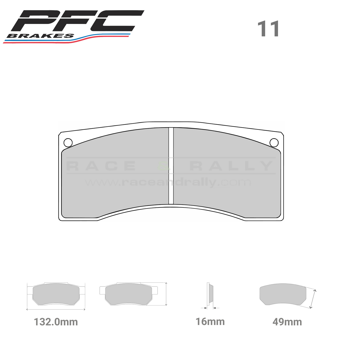 7700 - 16mm - 11 Compound Brake Pads - Race and Rally