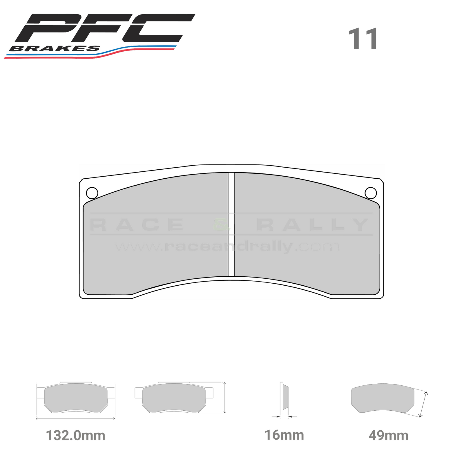 7700 - 16mm - 11 Compound Brake Pads - Race and Rally