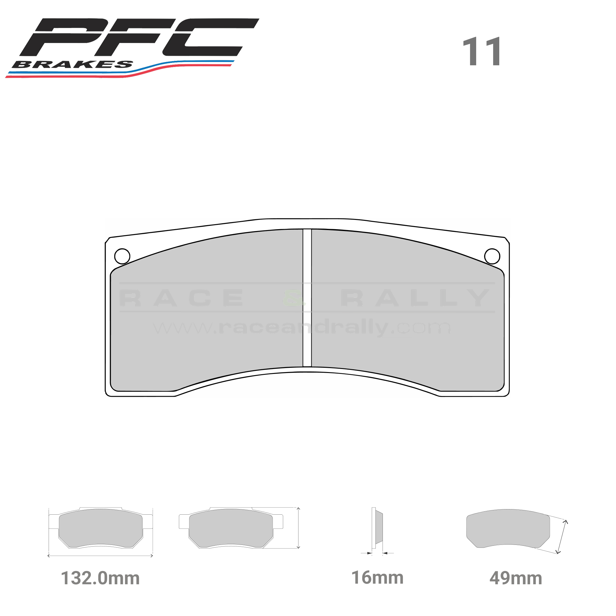 7700 - 16mm - 11 Compound Brake Pads - Race and Rally