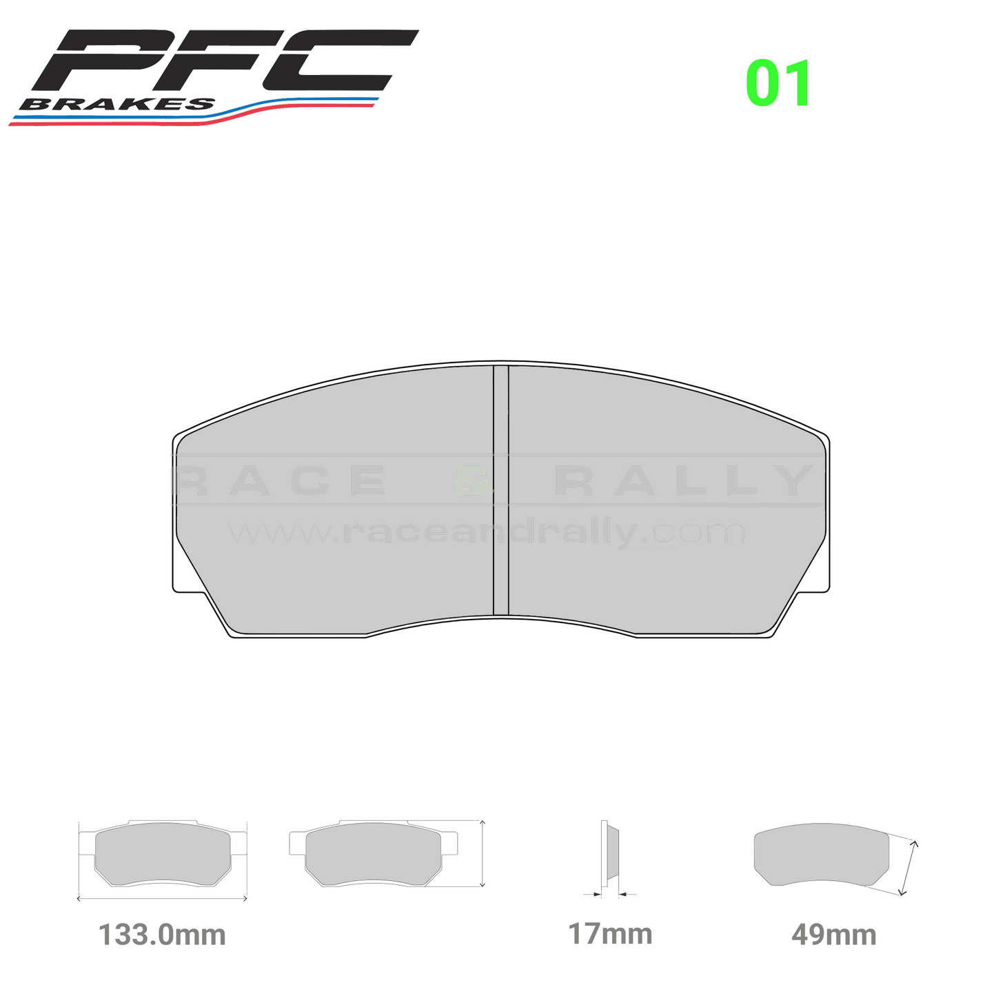 7767 - 17mm - 01 Compound Brake Pads - Race and Rally