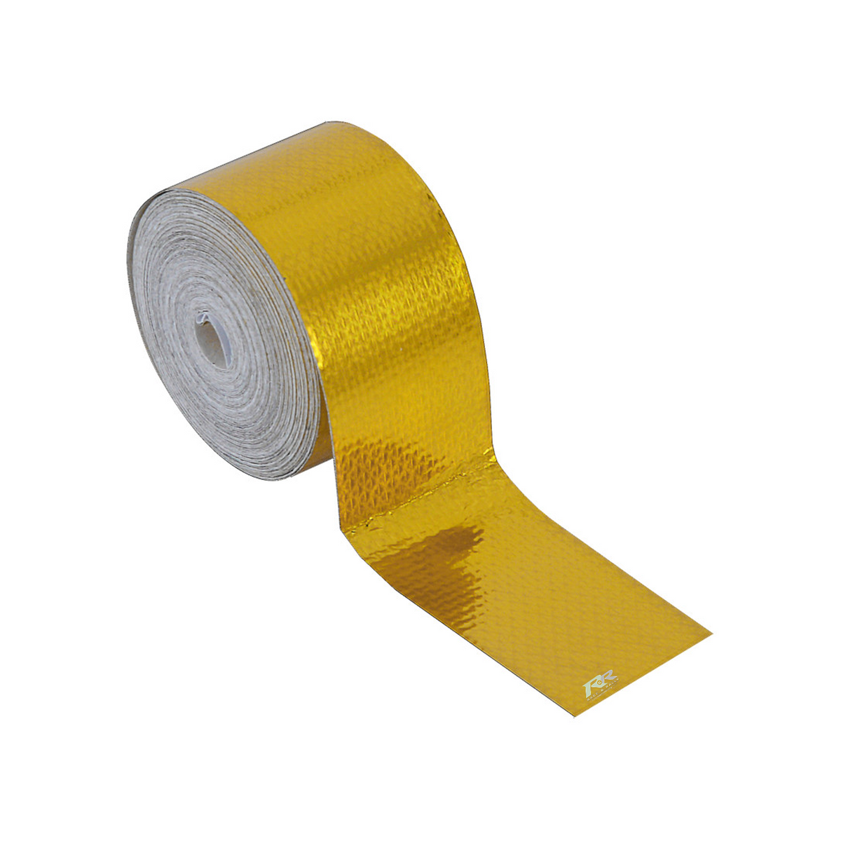 Gold reflective heat resistant tape by BG Racing, 1 inch wide, self-adhesive heat shield for automotive applications.