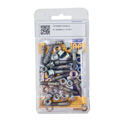 AP Racing KIT-BOBBIN (12-592MC) showing a set of precision brake component bobbins for high-performance automotive use.