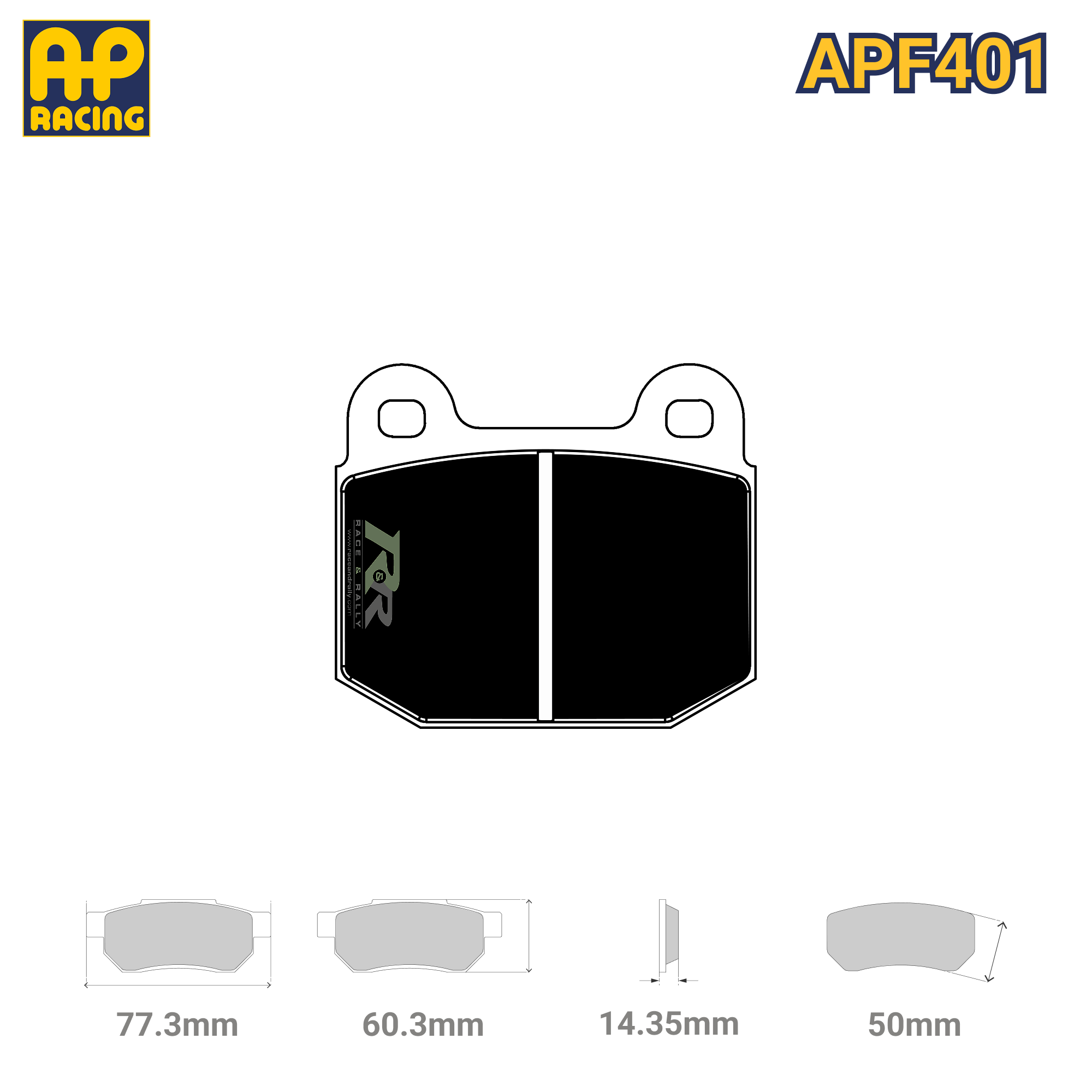 CP5119D50 Brake Pad Set - APF401 Compound - Race and Rally