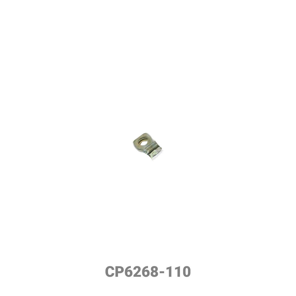 AP Racing brake caliper pad retainer, model CP6268-110, shown in black metal with mounting holes for secure brake pad placement.