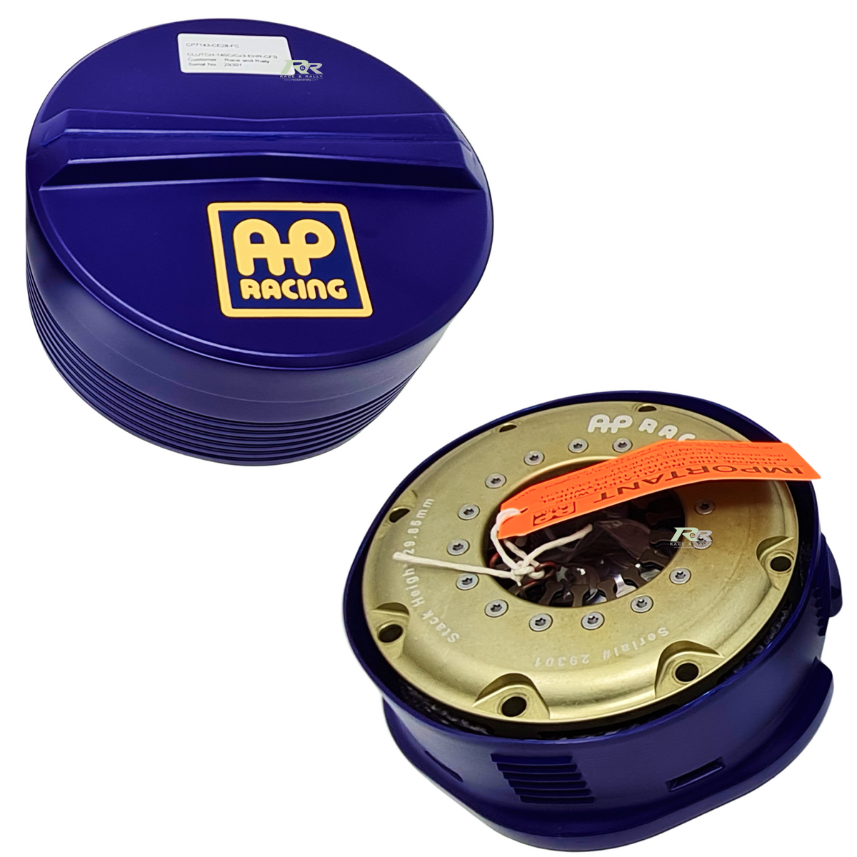 AP Racing Ø140mm quadruple plate carbon clutch assembly with push type design, shown in the image.