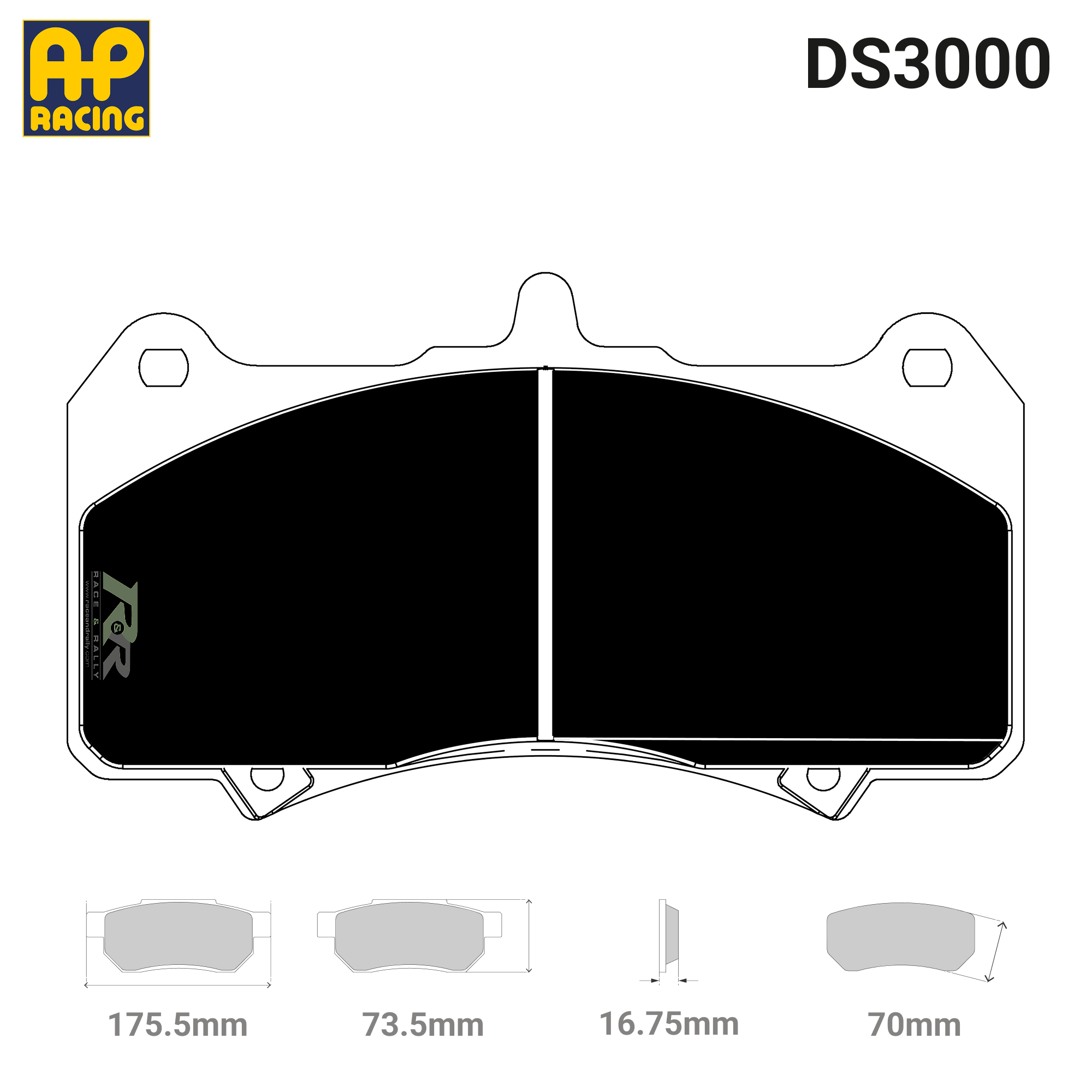 CP7555D70 Brake Pad Set - (R) DS3000 Compound - Race and Rally