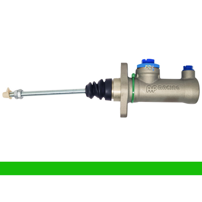 AP Racing CP9093 flange-mounted master cylinder with center valve configuration, showing the sleek metal construction and mounting points.