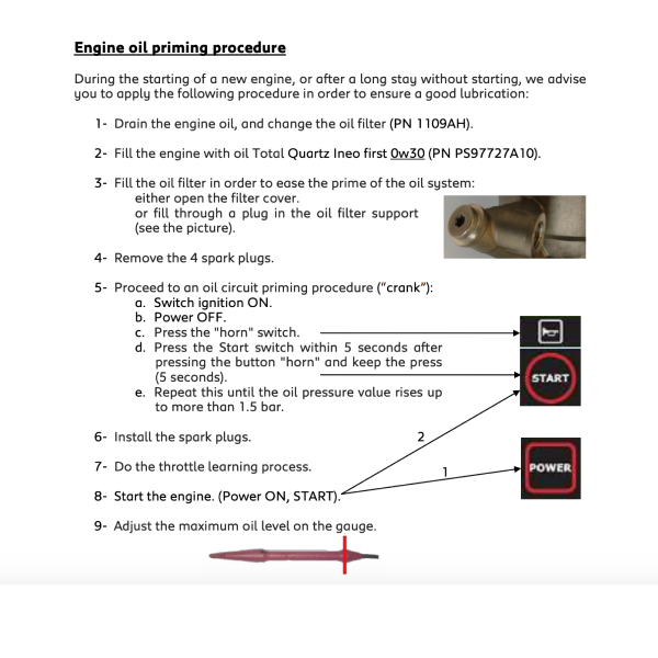 1502 - Engine oil Priming procedure