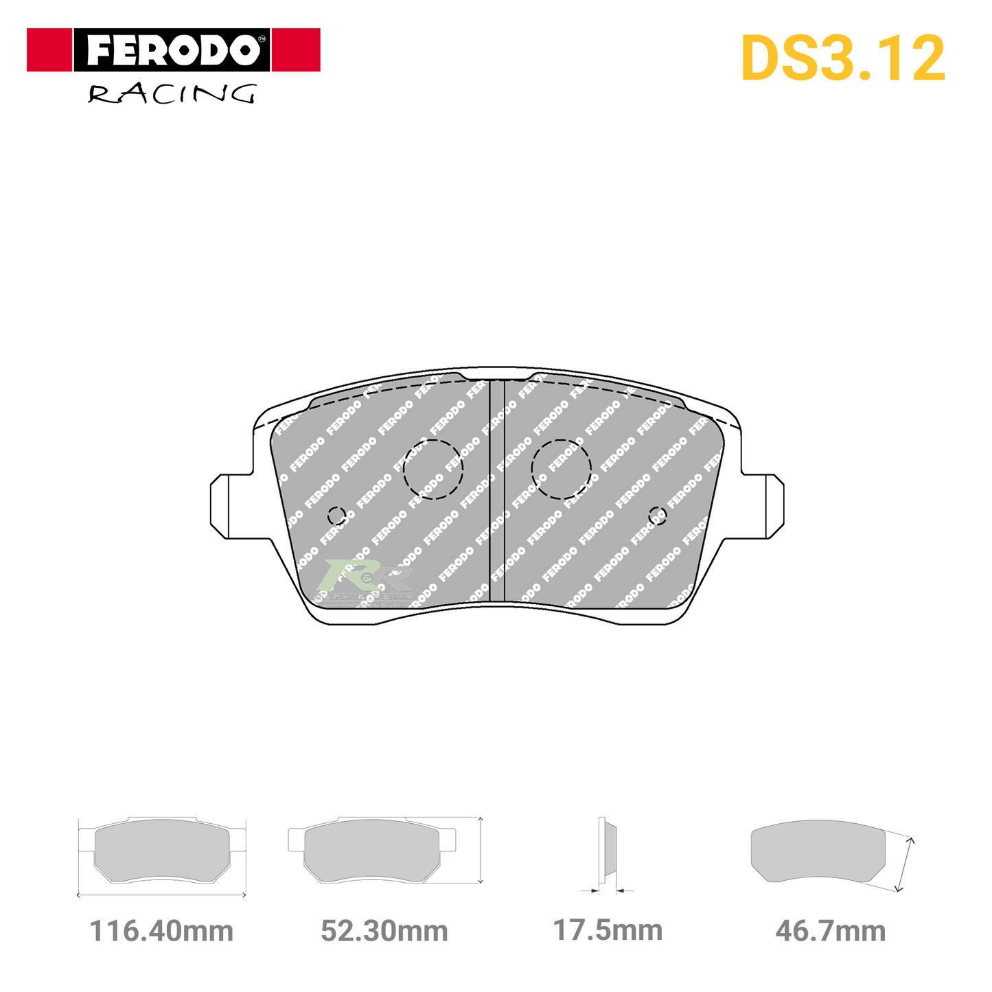 FCP1617G - (G) DS3.12 Brake Pads - Race and Rally
