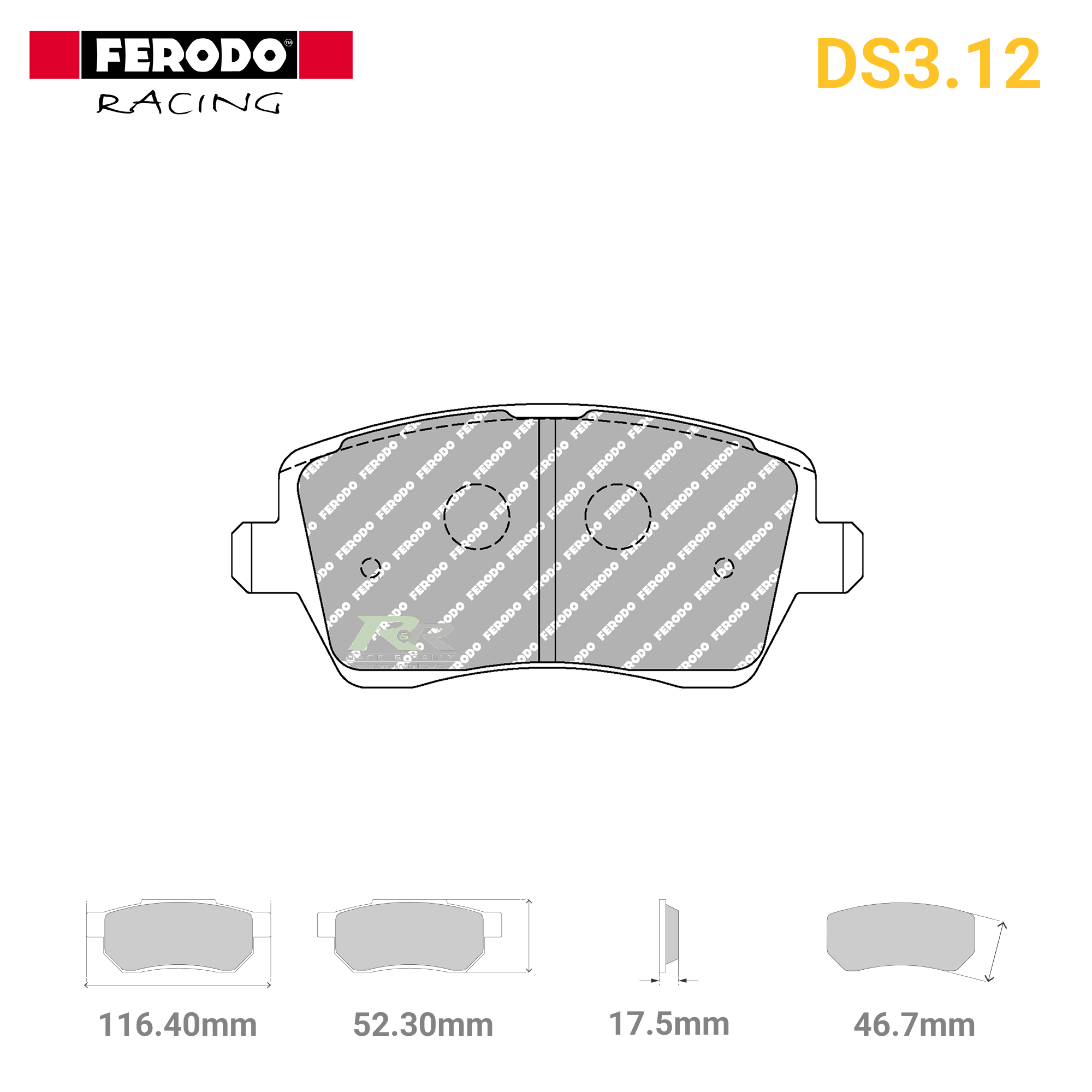 FCP1617G - (G) DS3.12 Brake Pads - Race and Rally