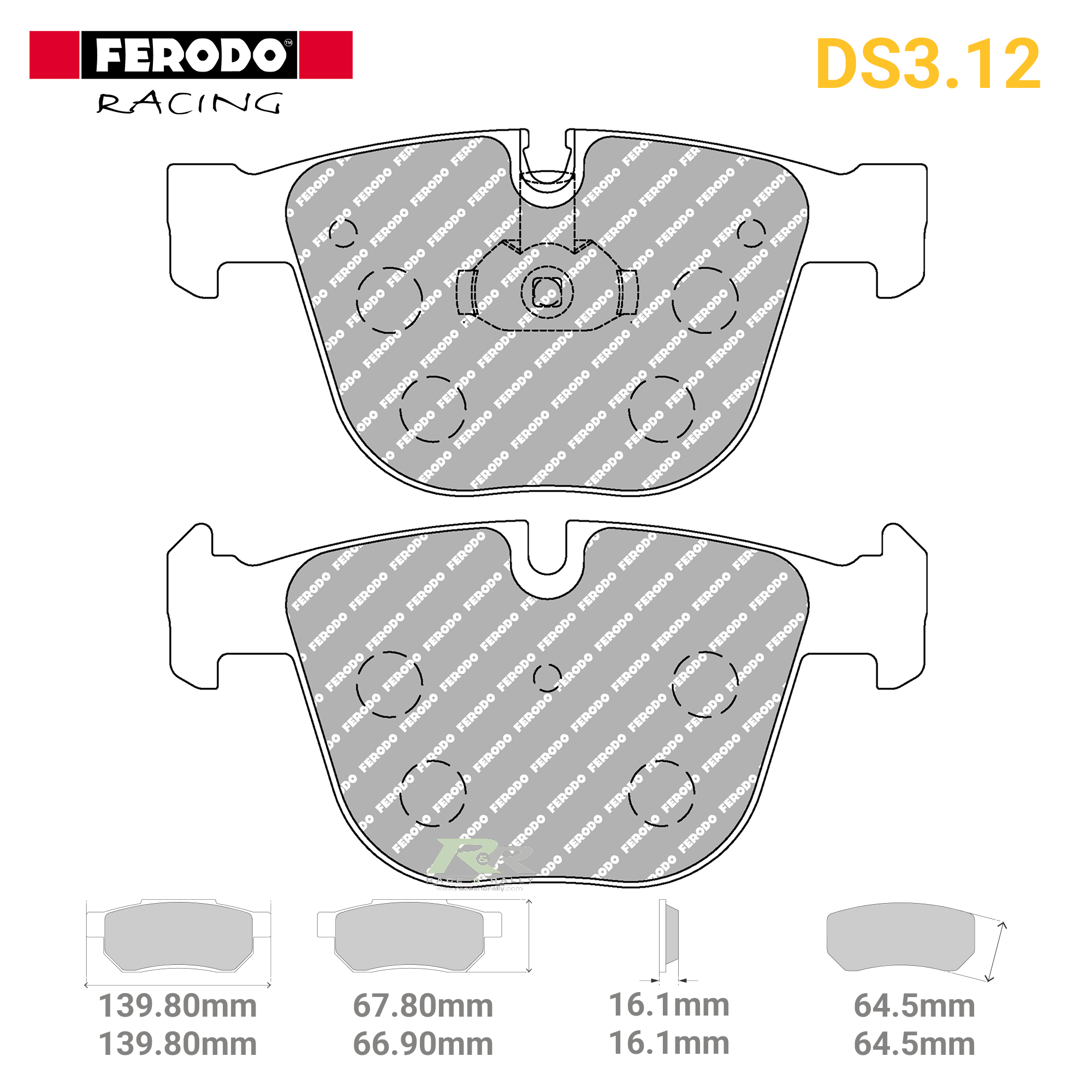 FCP1672G - (G) DS3.12 Brake Pads - Race and Rally