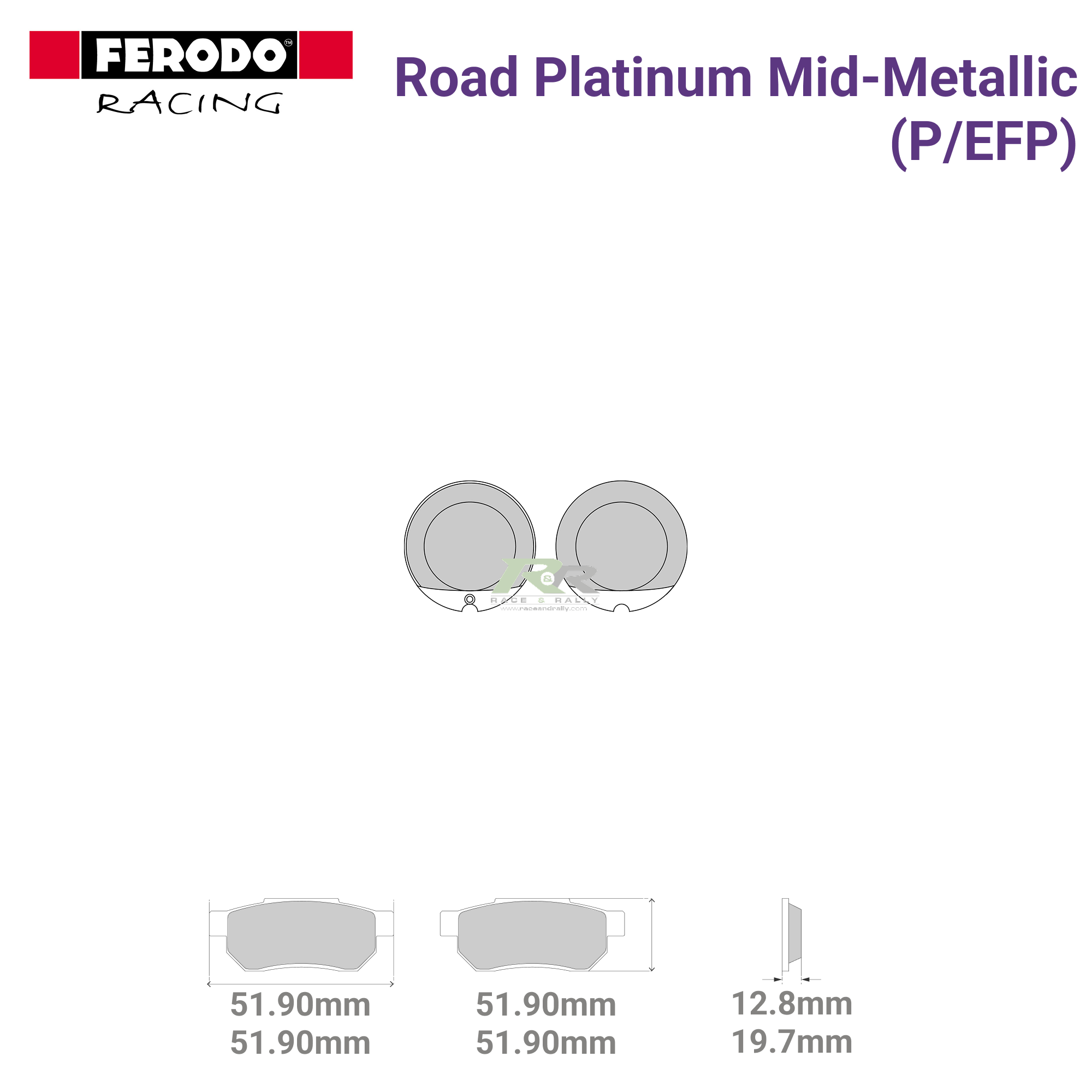 FDB119P - (P/EFP) - Road Platnium Mid-Metallic Motorcycle Brake Pads - Race and Rally