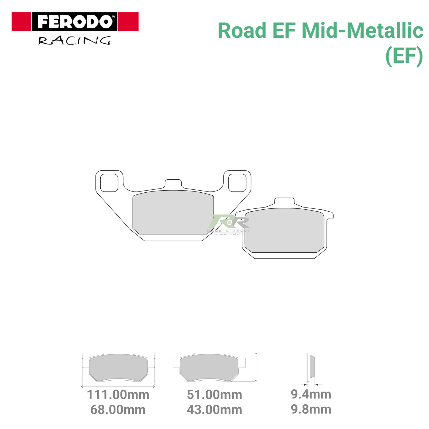 FDB339EF - (EF) - Road EF Mid-Metallic Motorcycle Brake Pads - Race and Rally