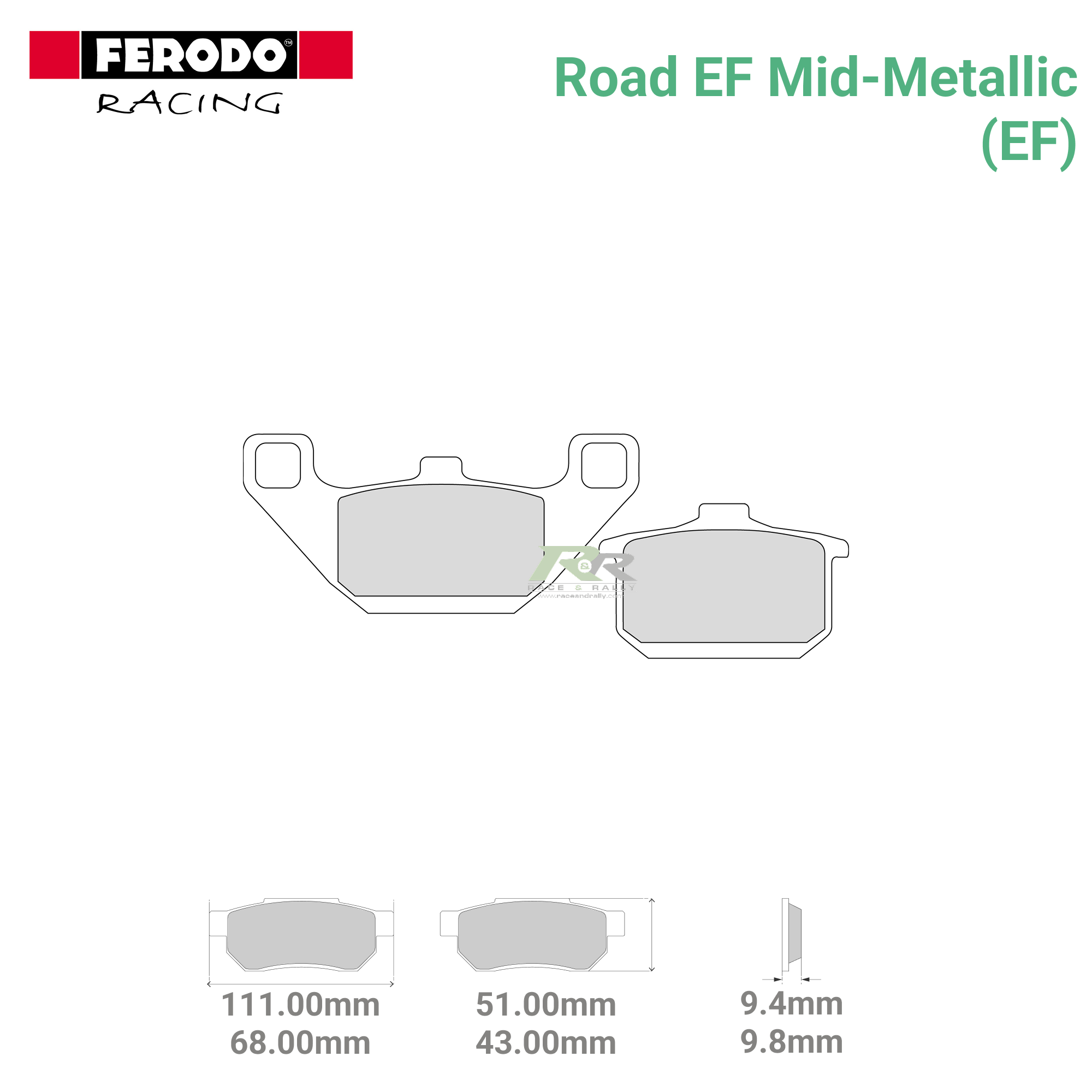 FDB339EF - (EF) - Road EF Mid-Metallic Motorcycle Brake Pads - Race and Rally
