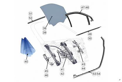 Race and Rally K7F front door for OR4 vehicle, showing the black exterior with detailed window and hinge features.